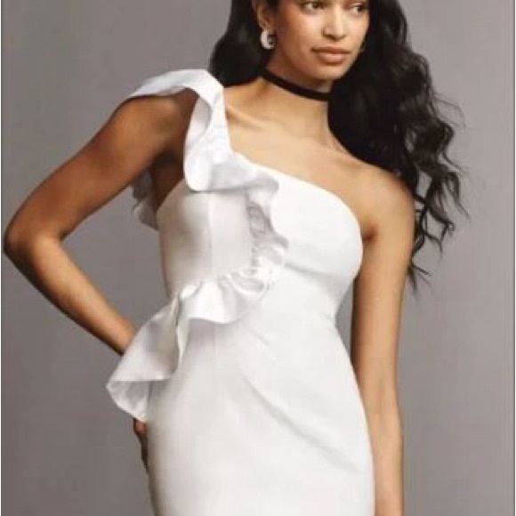 BHLDN White One-Shoulder Dress with Ruffle - Picture 2 of 2